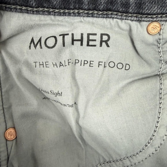 MOTHER Jeans Womens 27 Black The Half-Pipe Flood High Rise Cropped Wide Leg USA - Picture 12 of 16